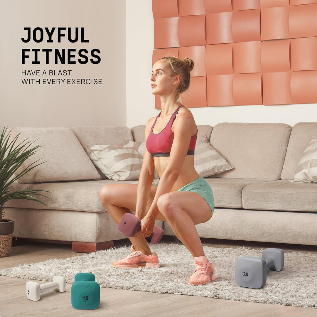 Yes4All Square Neoprene Dumbbell Set, Strength Training Hand Weights, 20lb, Grey