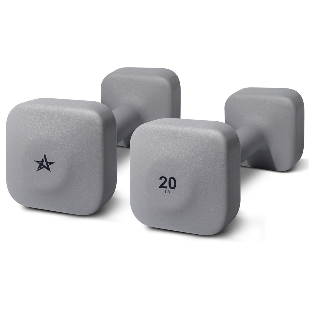 Yes4All Square Neoprene Dumbbell Set, Strength Training Hand Weights, 20lb, Grey
