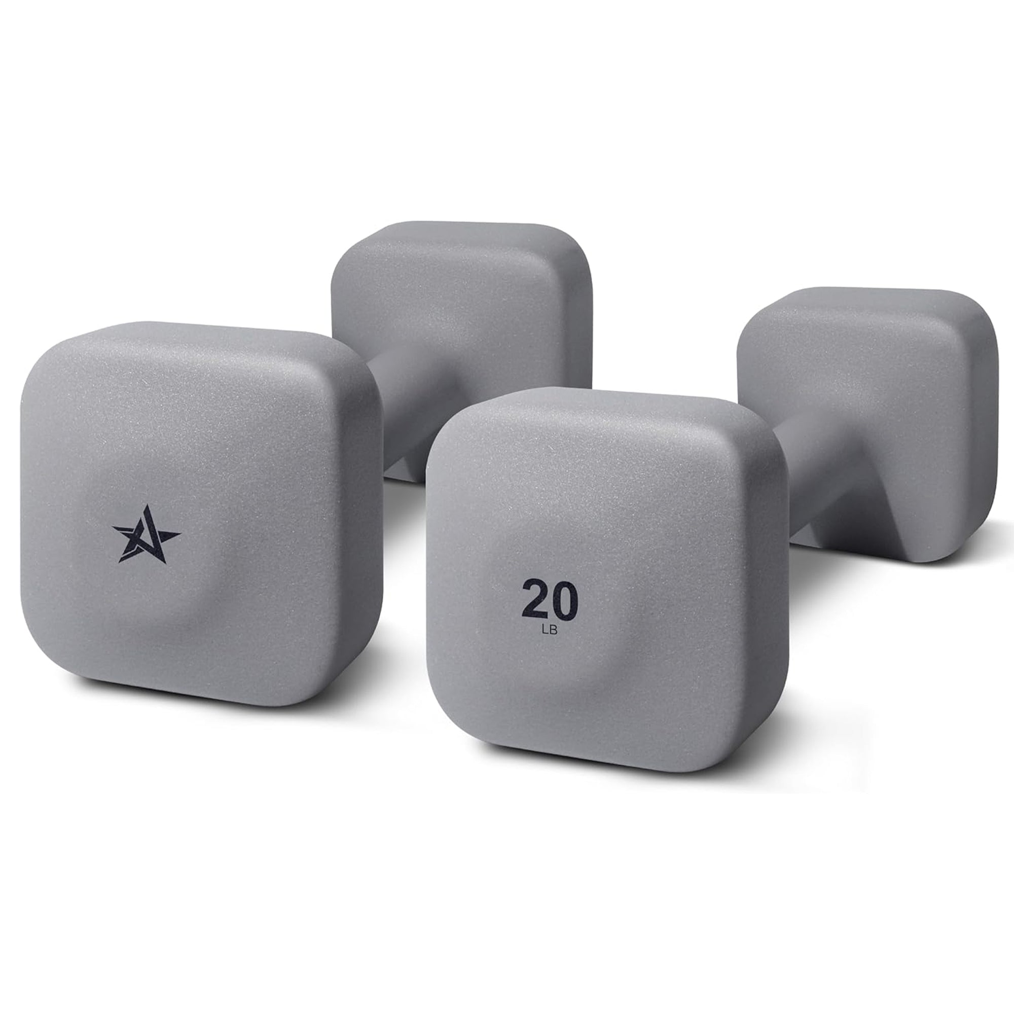 Yes4All Square Neoprene Dumbbell Set, Strength Training Hand Weights, 20lb, Grey - VMInnovations