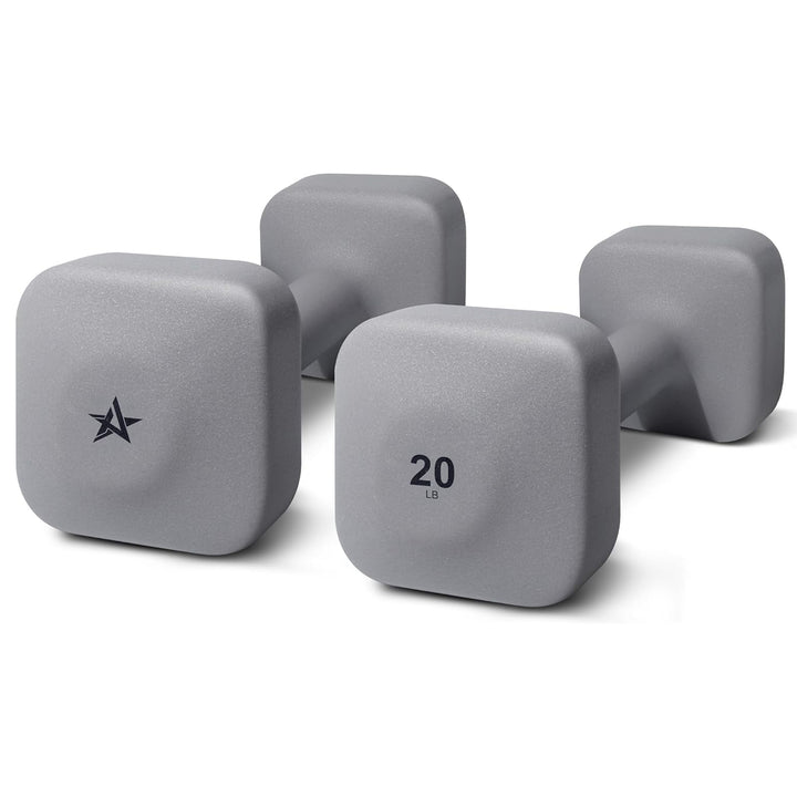 Yes4All Square Neoprene Dumbbell Set, Strength Training Hand Weights, 20lb, Grey