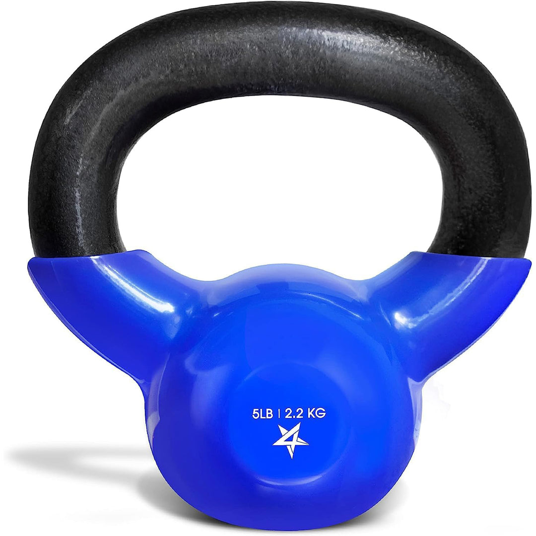 Yes4All 100 Pound Kettlebell, Single Vinyl Coated Cast Iron Home Gym Weight,Blue - VMInnovations