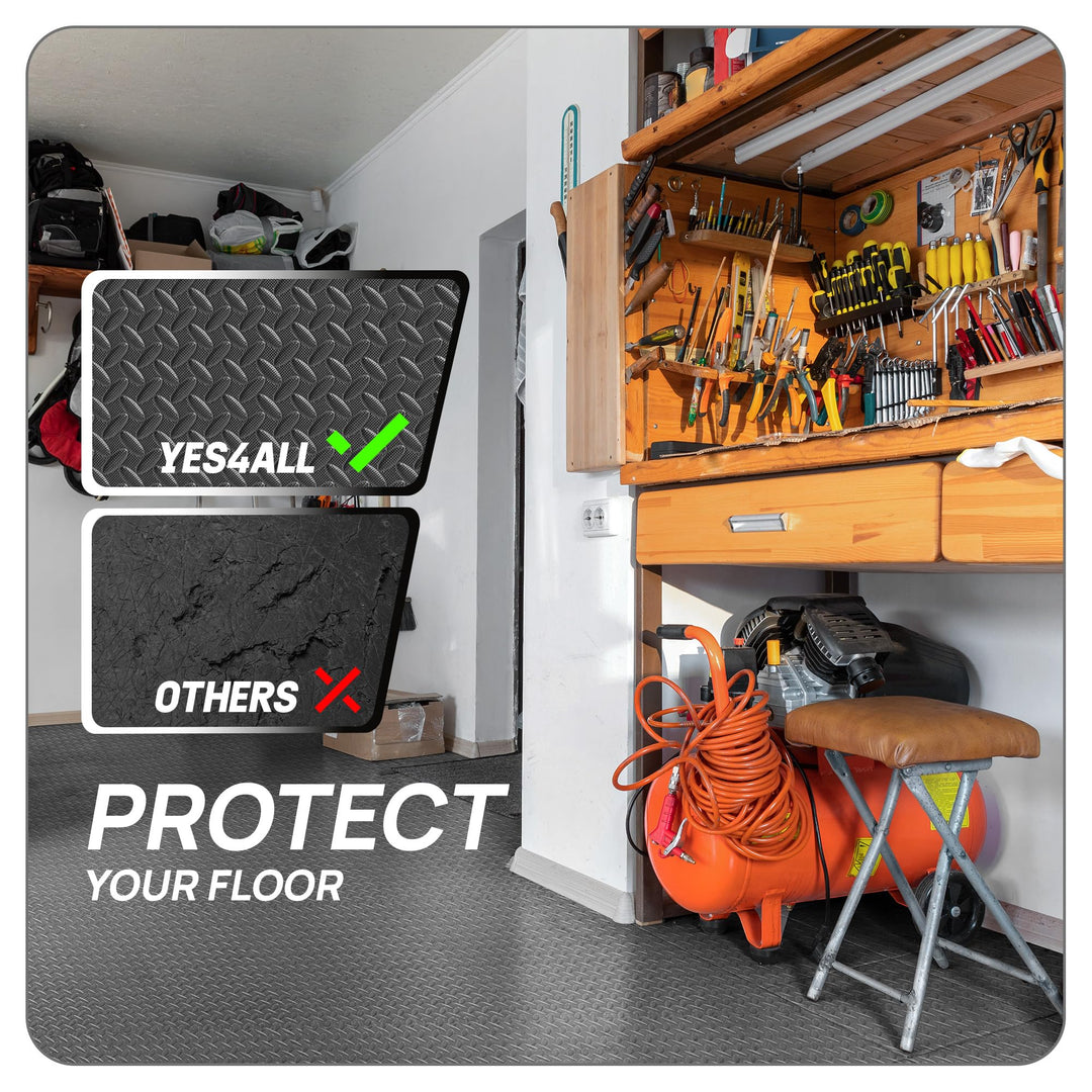 Yes4All Interlocking Foam Exercise Mat, 7/16" Thick, 24"x24", 120 Sq Ft, Grey - VMInnovations