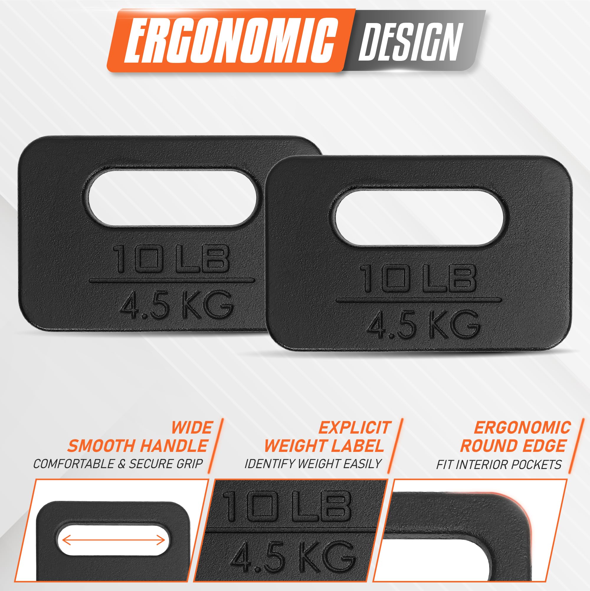 Yes4All Cast Iron Rucking Weight with Ergonomic Rounded Handle, 2(Open Box)