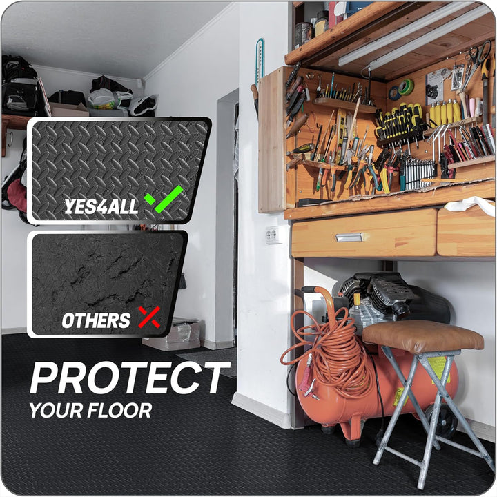Yes4All Interlocking Foam Exercise Mat, 7/16" Thick, 24"x24", 96 Sq Ft, Black - VMInnovations