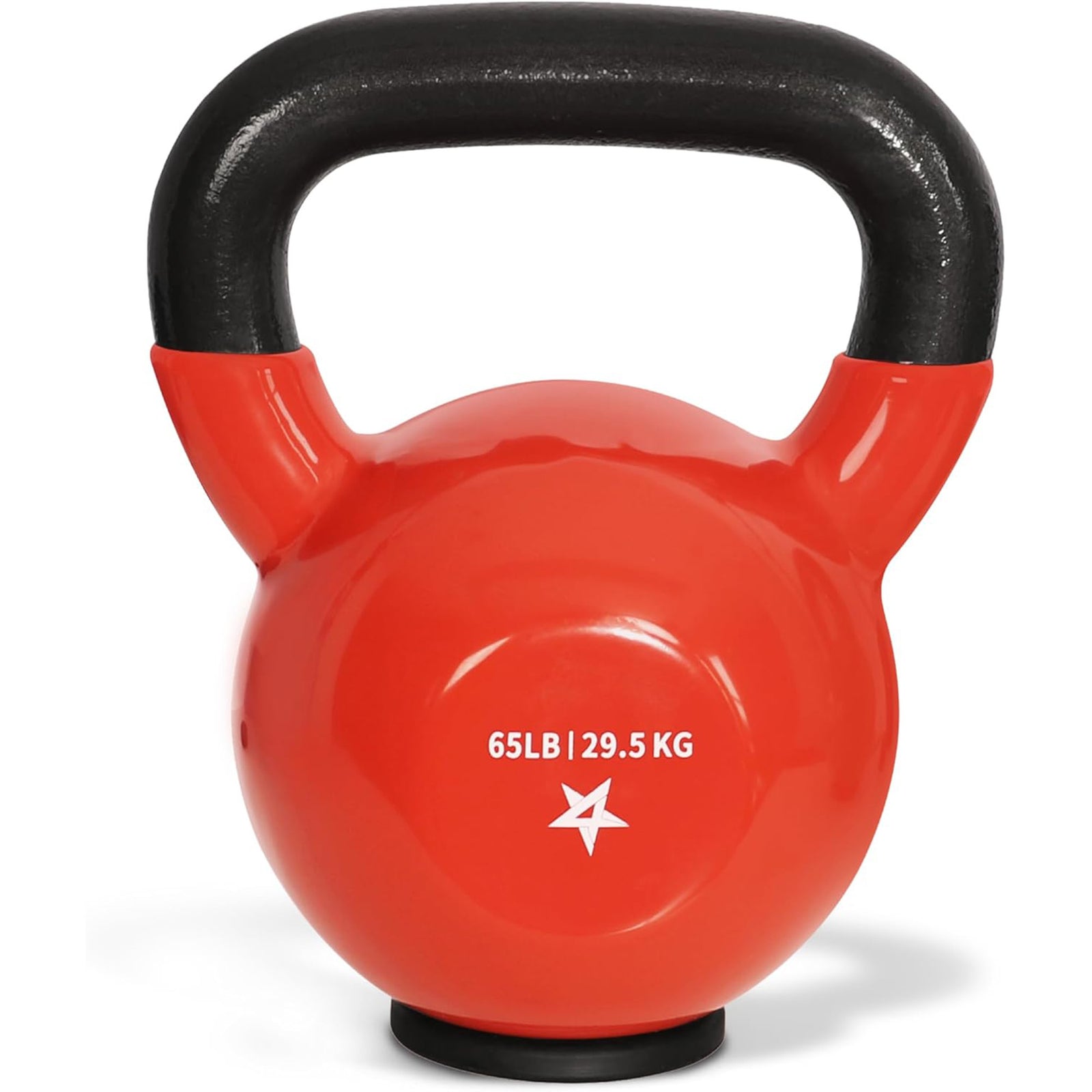 Yes4All 65lb Kettlebell, Vinyl Coated Cast Iron Weight w/Rubber Base, Dark Red - VMInnovations