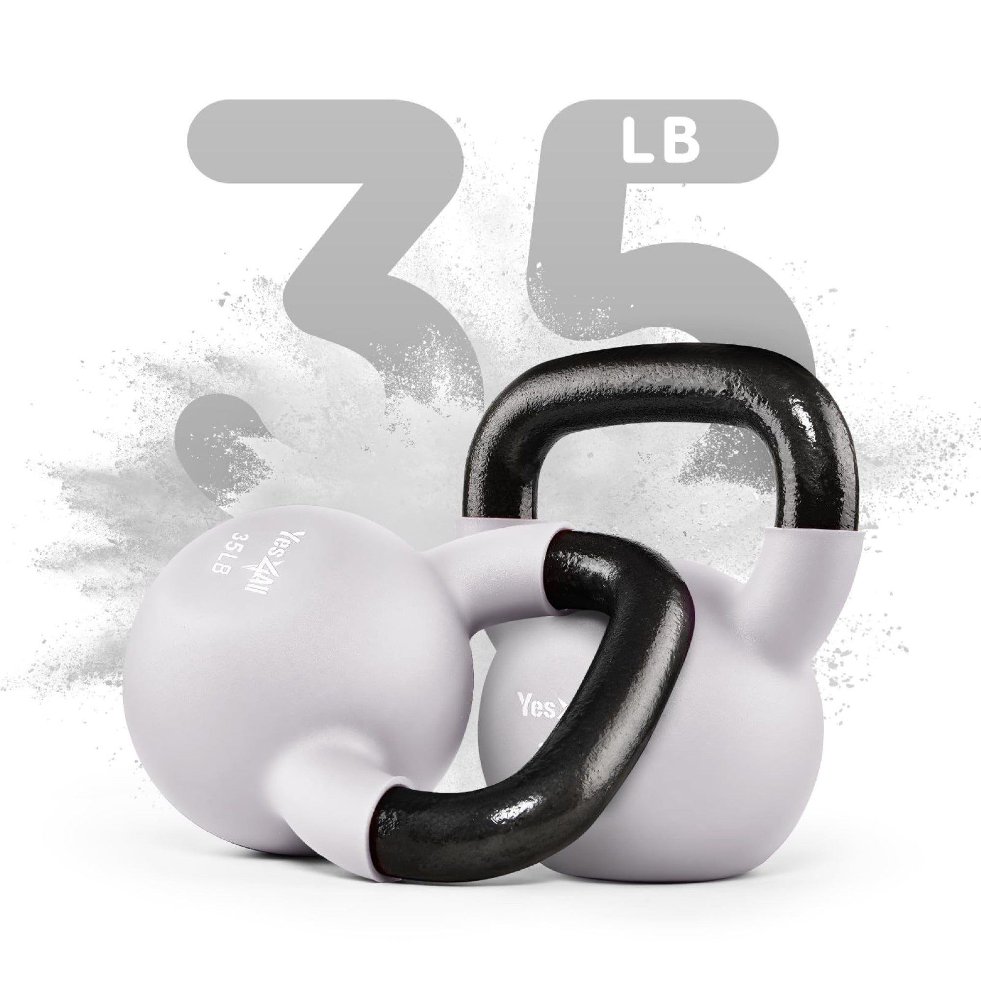 Yes4All 35 Pound Kettlebells, 1 Pair Neoprene Coated Cast Iron Weights(Open Box)
