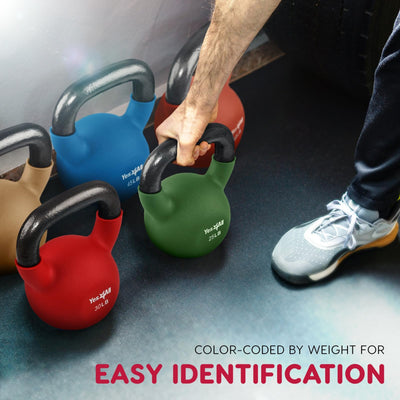 Yes4All 35 Pound Kettlebells, 1 Pair Neoprene Coated Cast Iron Weights(Open Box)