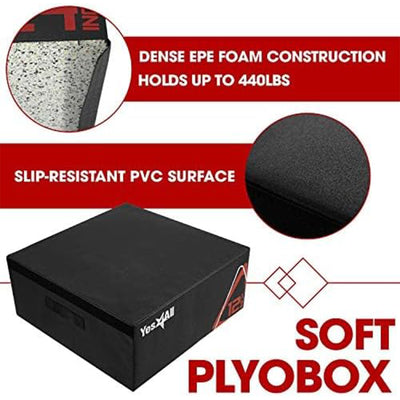 Yes4All Height Adjustable Soft Plyo Box, Foam Stackable Jump Trainer, (Open Box)
