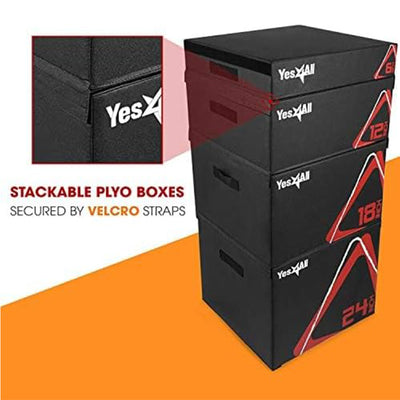 Yes4All Height Adjustable Soft Plyo Box, Foam Stackable Jump Trainer, (Open Box)