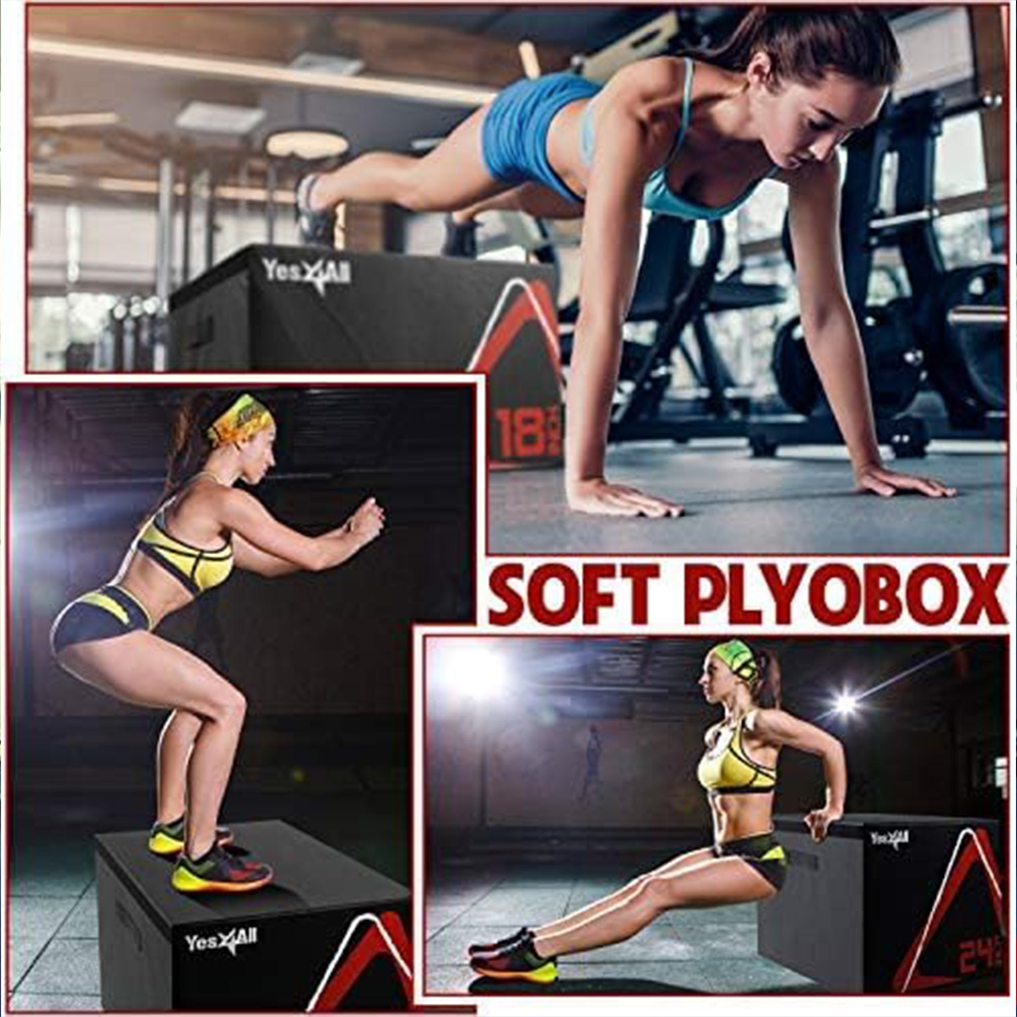 Yes4All Height Adjustable Soft Plyo Box, Foam Stackable Jump Trainer, (Open Box)