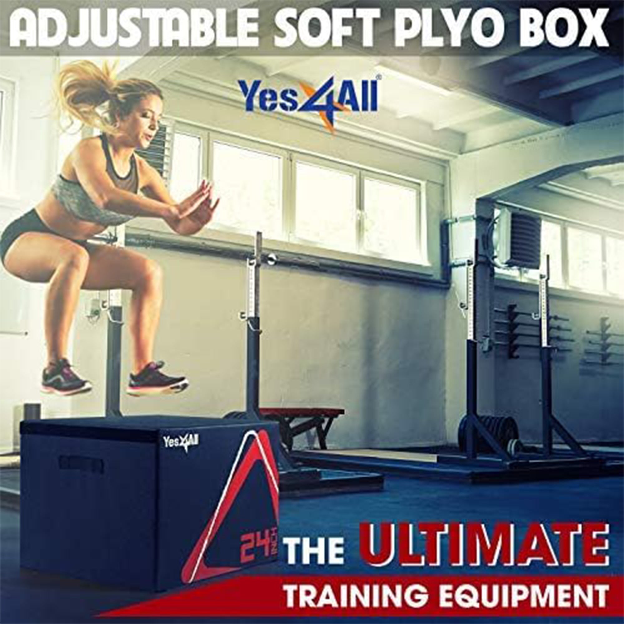 Yes4All Height Adjustable Soft Plyo Box, Foam Stackable Jump Trainer, (Open Box)
