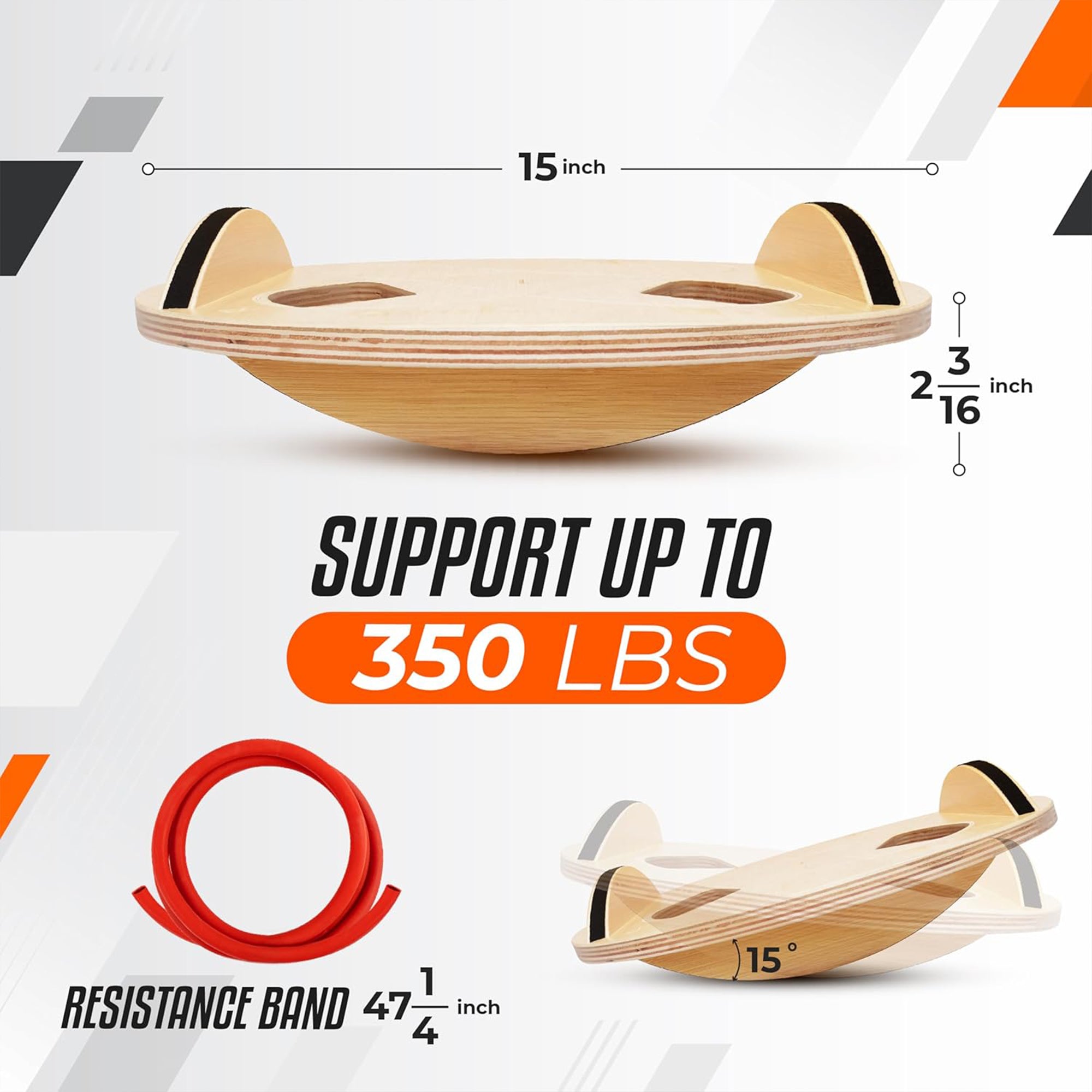 Yes4All Wobble Board with Anti-Slip Pads for Balance Training, 350 Lb Capacity - VMInnovations