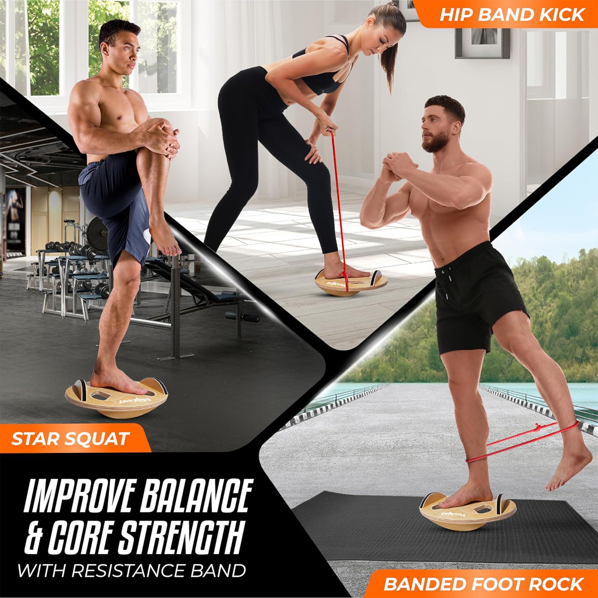 Yes4All Wobble Board with Anti-Slip Pads for Balance Training, 350 Lb Capacity - VMInnovations