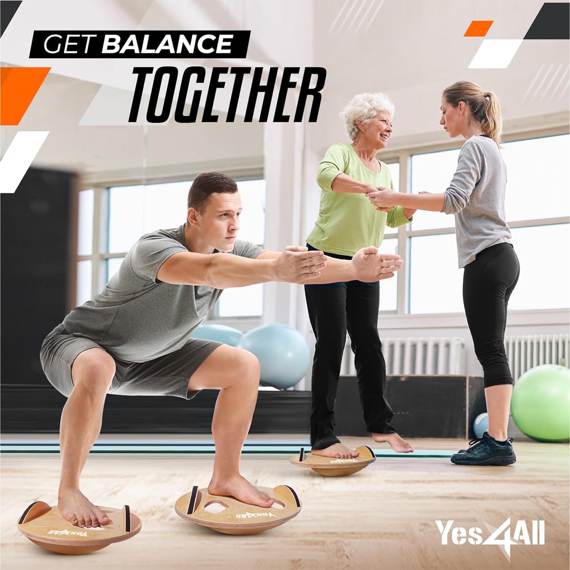 Yes4All Wobble Board with Anti-Slip Pads for Balance Training, 350 Lb Capacity - VMInnovations