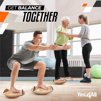 Yes4All Wobble Board with Anti-Slip Pads for Balance Training, 350 Lb Capacity - VMInnovations
