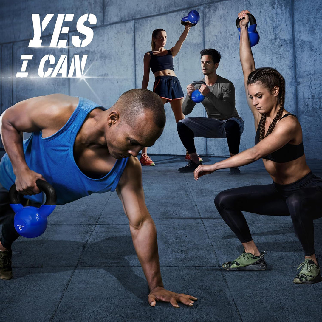 Yes4All 85 Pound Kettlebell, Single Vinyl Coated Cast Iron Home Gym Weight, Blue - VMInnovations