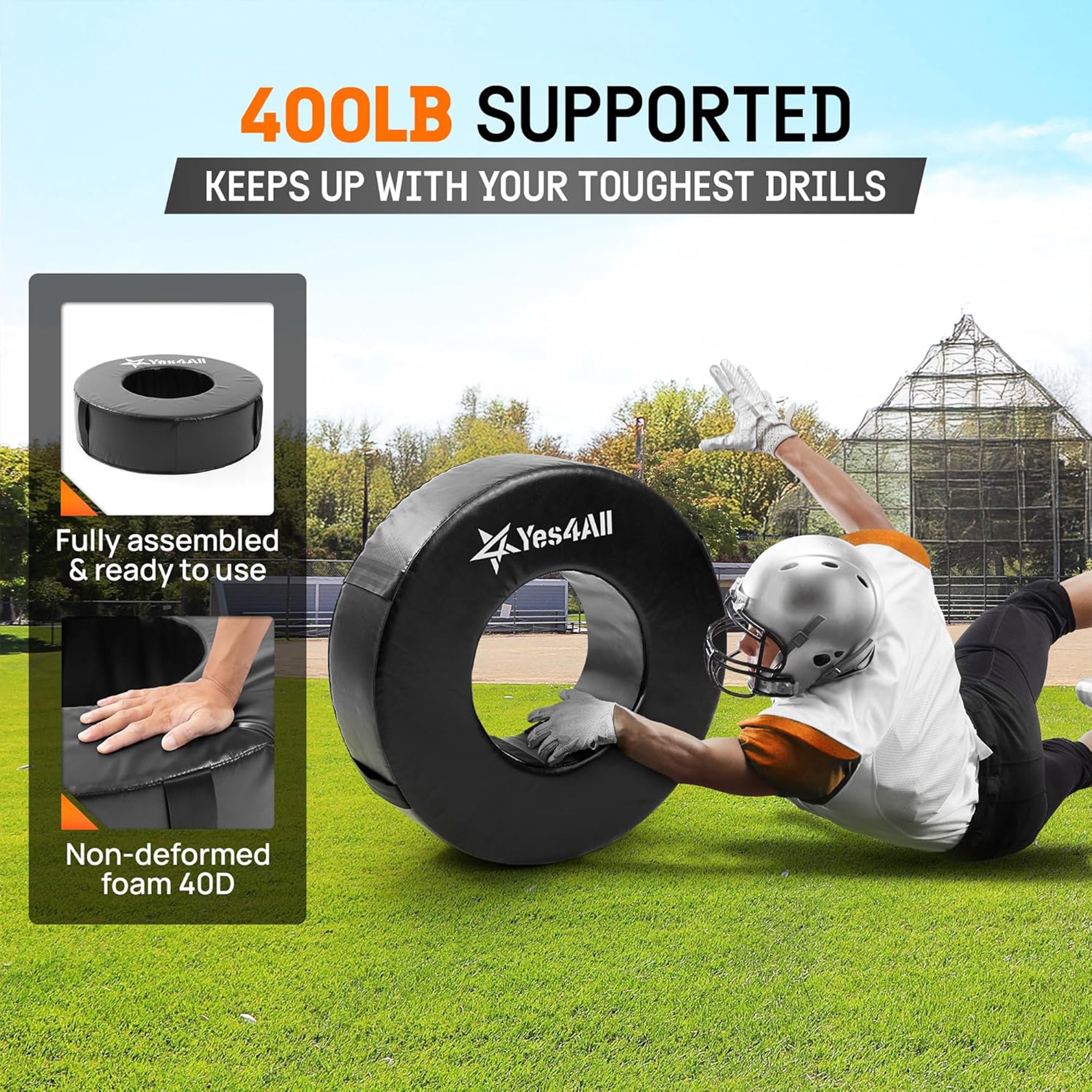 Yes4All Tackle Wheel, 28" Round Football Tackle Dummy w/ Handles (Open Box)