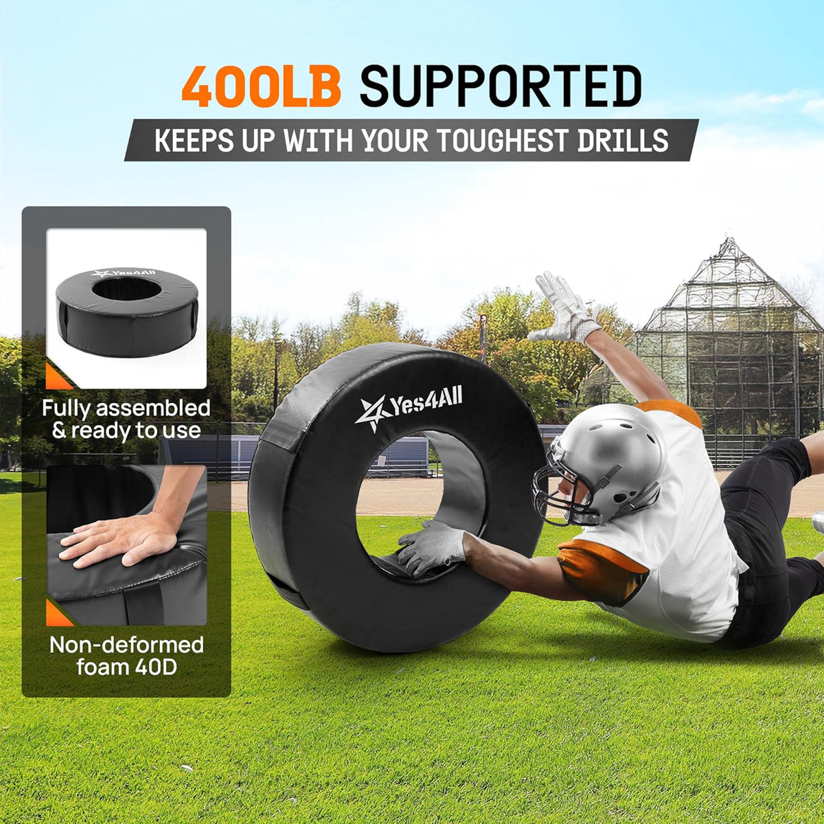 Yes4All Tackle Wheel, 28" Round Football Tackle Dummy w/ Handles (Open Box) - VMInnovations