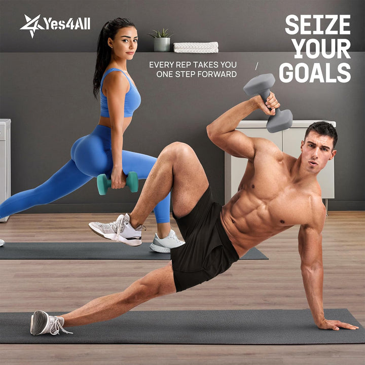 Yes4All Square Neoprene Dumbbell Set, Strength Training Hand Weights, 12lb, Army