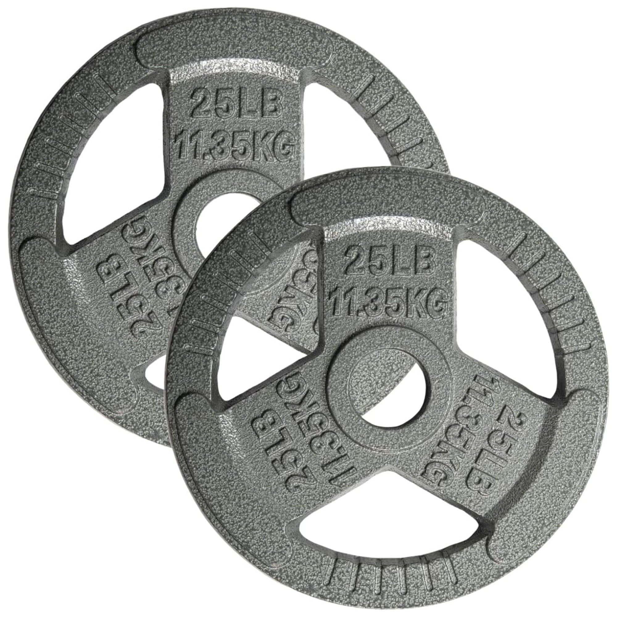 Yes4All 2 Pack Cast Iron Olympic Weight Plate with Tri-Grip Handles, 25 Pounds - VMInnovations