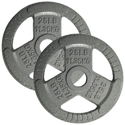 Yes4All 2 Pack Cast Iron Olympic Weight Plate with Tri-Grip Handles, 25 Pounds - VMInnovations
