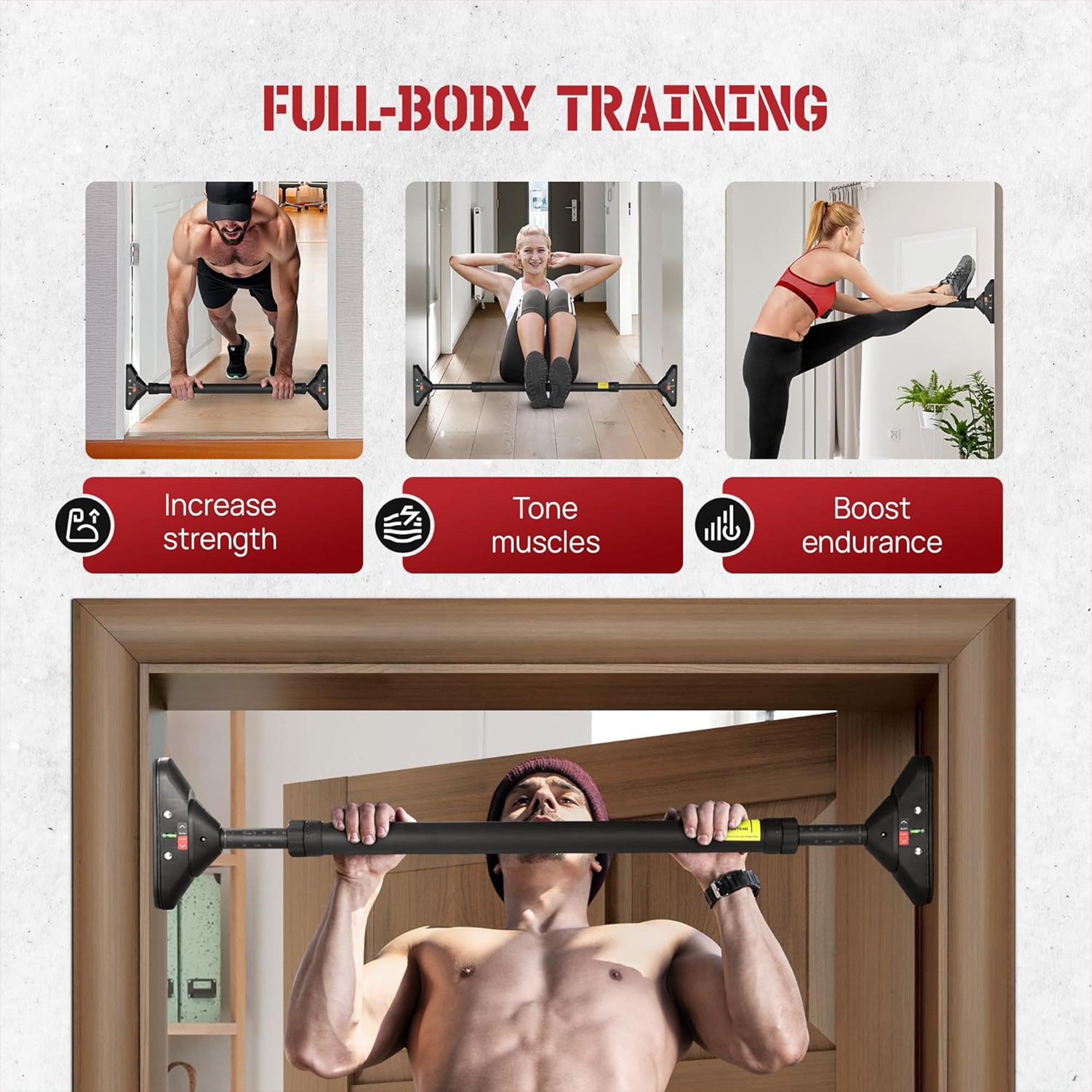 Yes4All Doorway Mount Chin & Pull Up Bar for Home Exercise, (Open Box)