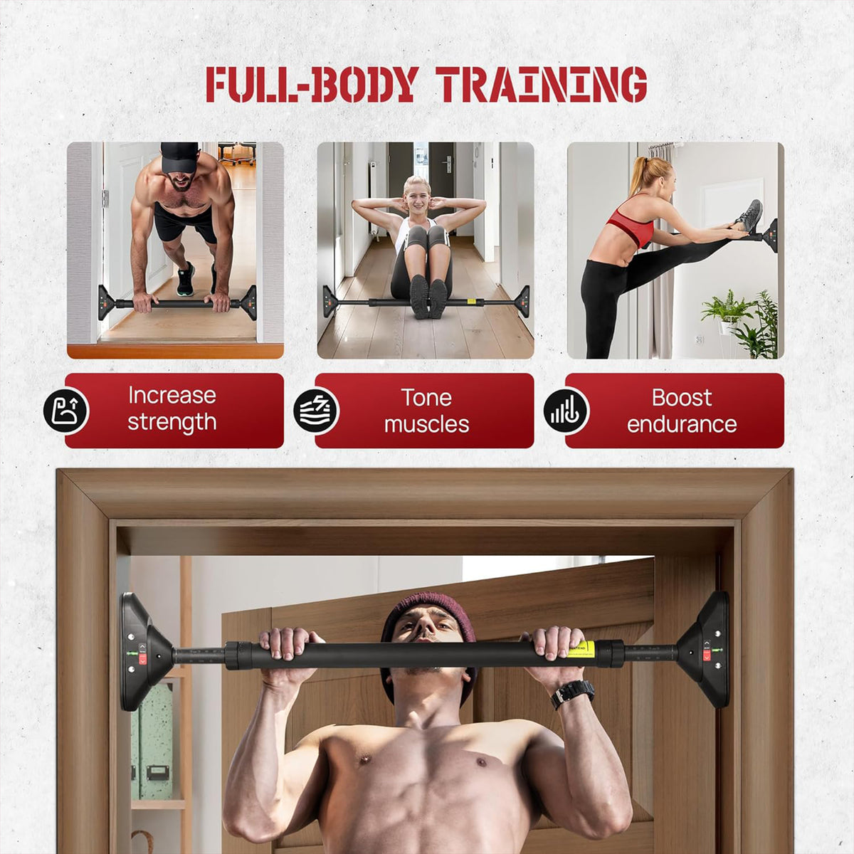 Yes4All Doorway Mount Chin & Pull Up Bar for Home Exercise, (Open Box)