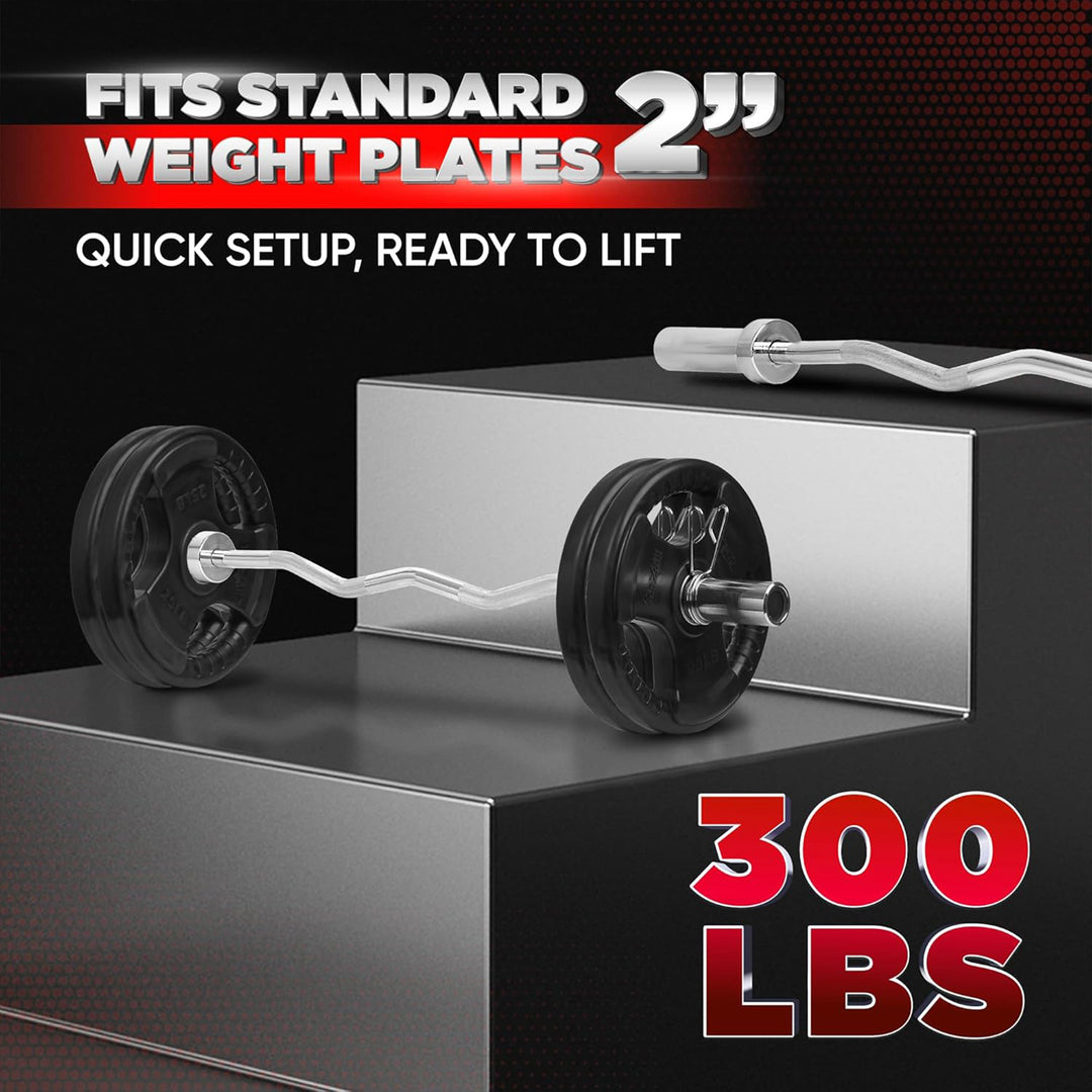 Yes4All Olympic Barbell Steel Curl Bar for Full Body Strength Workouts, 300 lbs - VMInnovations