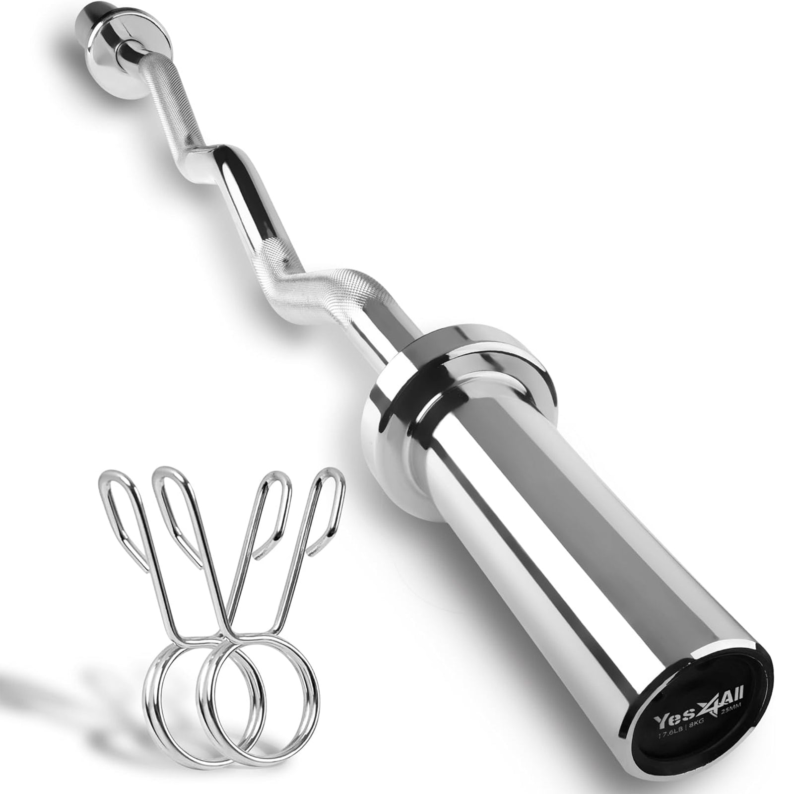 Yes4All Olympic Barbell Steel Curl Bar for Full Body Strength Workouts, 300 lbs - VMInnovations