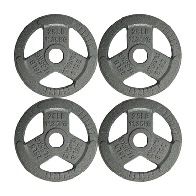Yes4All 4 Pack Cast Iron Olympic Weight Plates with Tri-Grip Handles, 25 Pounds - VMInnovations