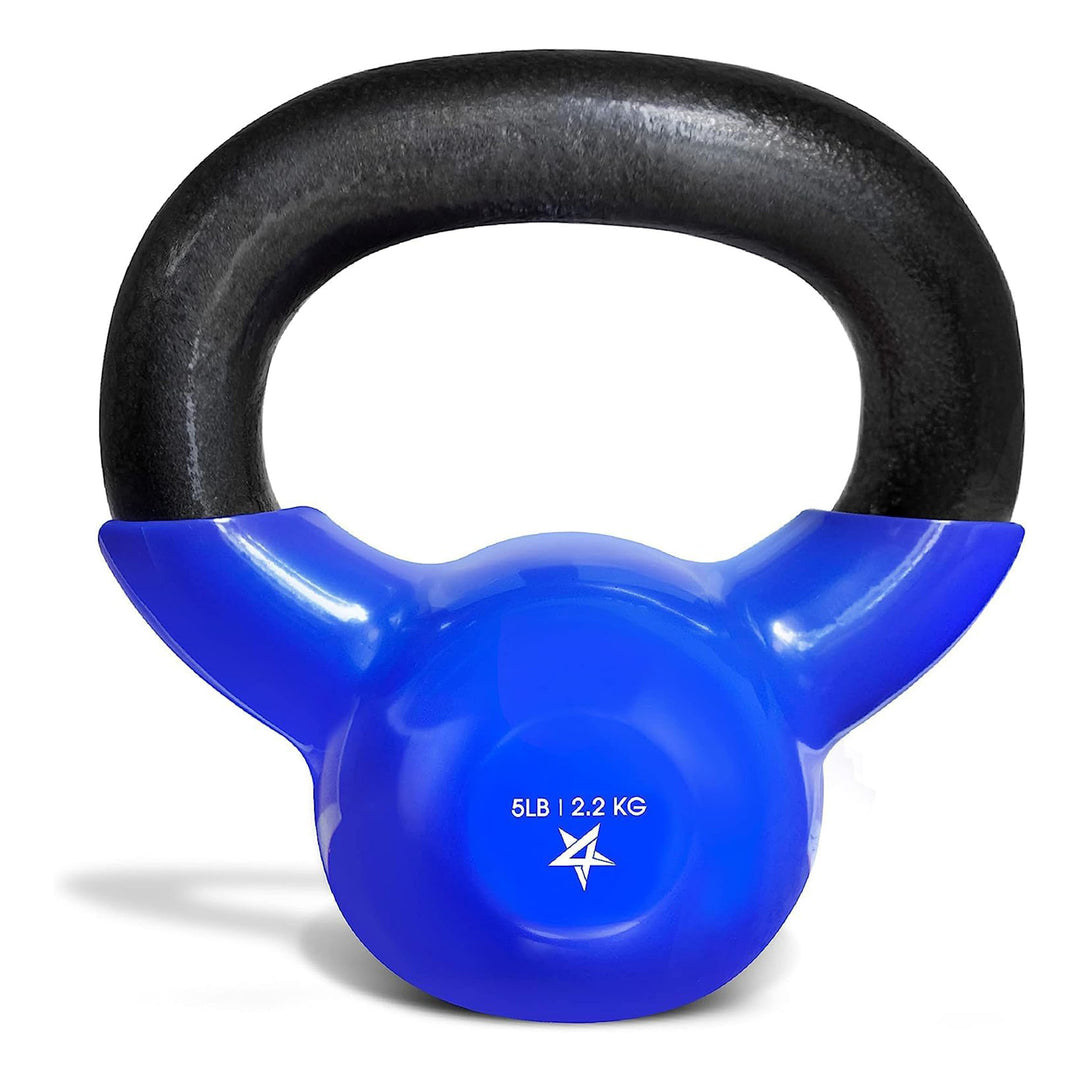 Yes4All 90 Pound Kettlebell, Single Vinyl Coated Cast Iron Home Gym Weight, Blue - VMInnovations
