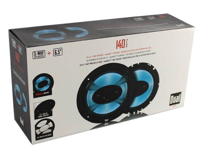 2) New Dual TS65 6.5" 140 Watt 3 Way Coaxial Car Speakers w/Blue Neon Lights