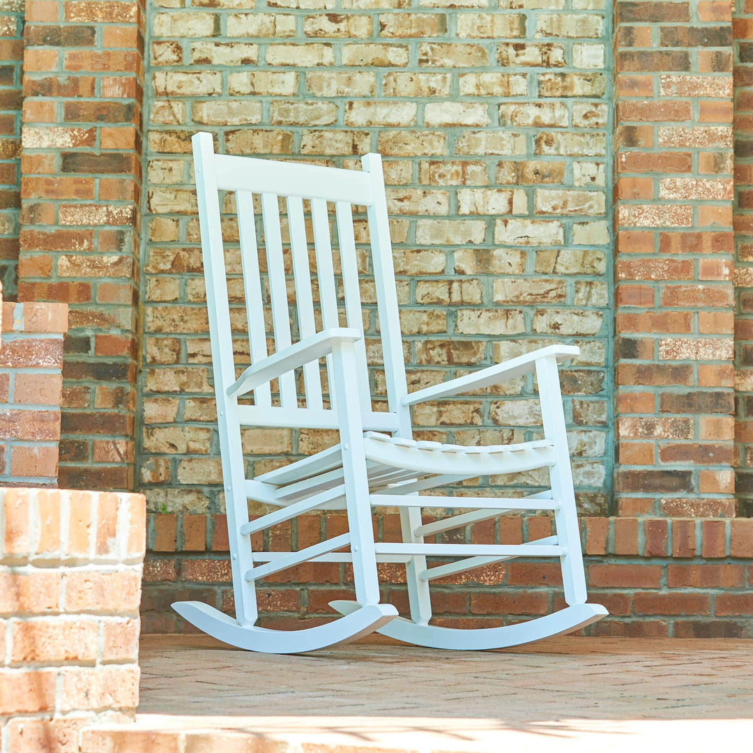 Shine Company Vermont Hardwood Porch Furniture Rocker Chair, White (Op ...
