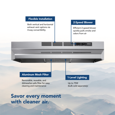 Broan-NuTone Convertible Range Hood, 30 Inch, 230 Max CFM, PrintGuard Stainless - VMInnovations