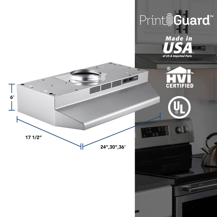 Broan-NuTone Convertible Range Hood, 30 Inch, 230 Max CFM, PrintGuard Stainless - VMInnovations