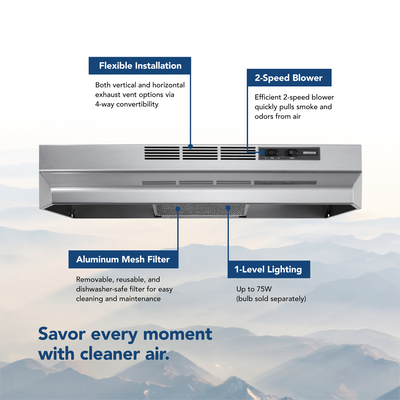 Broan-NuTone Convertible Range Hood, 24 Inch, 230 Max CFM, Stainless (Open Box)