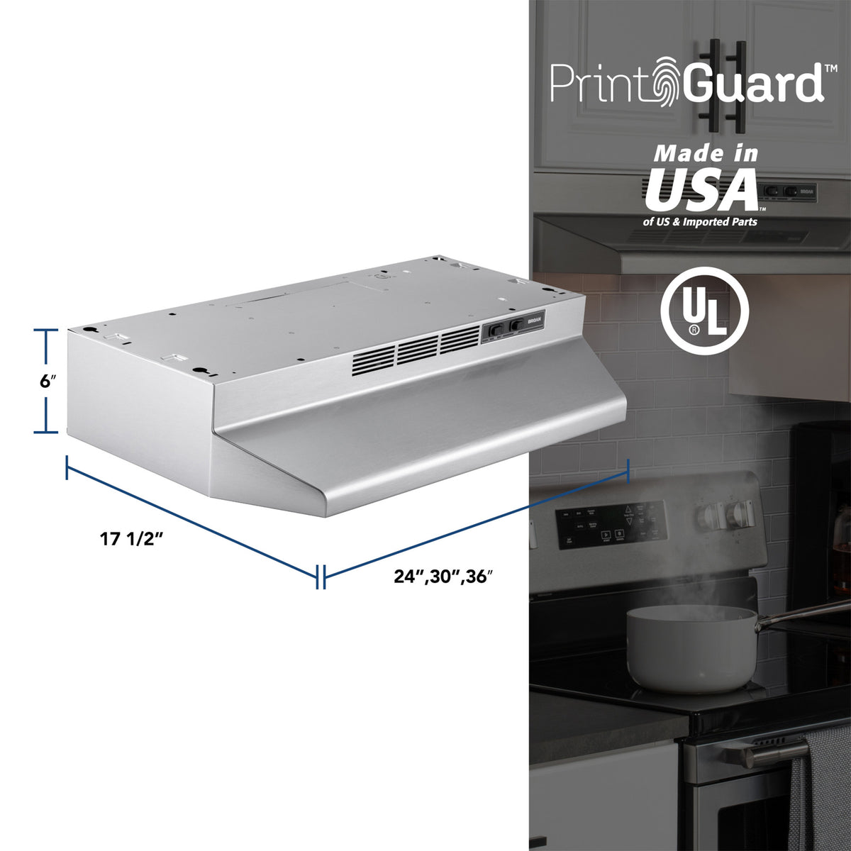 Broan-NuTone Convertible Range Hood, 24 Inch, 230 Max CFM, Stainless (Open Box)