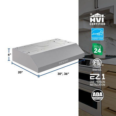 Broan-NuTone 30" Under Cabinet Range Hood, ENERGY STAR, 350 Max Blower(Open Box) - VMInnovations