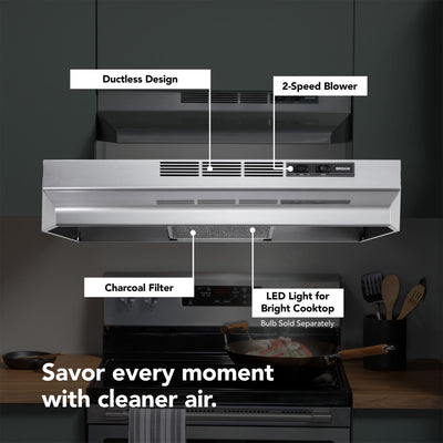 Broan-NuTone Ductless Range Hood for Under Cabinet, 24 Inch, Stainless Finish (Open Box)