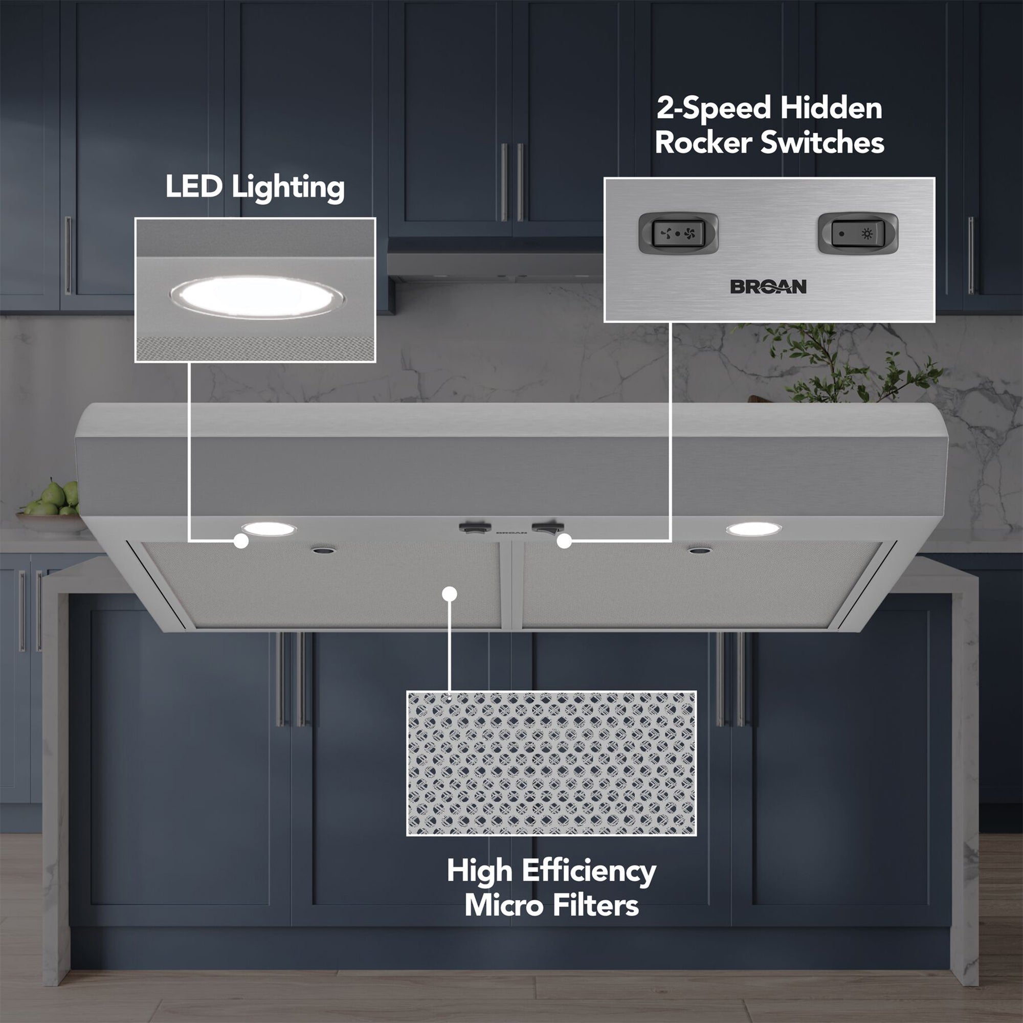 Broan-NuTone 30" Under Cabinet Range Hood, ENERGY STAR, 350 Max Blower CFM - VMInnovations