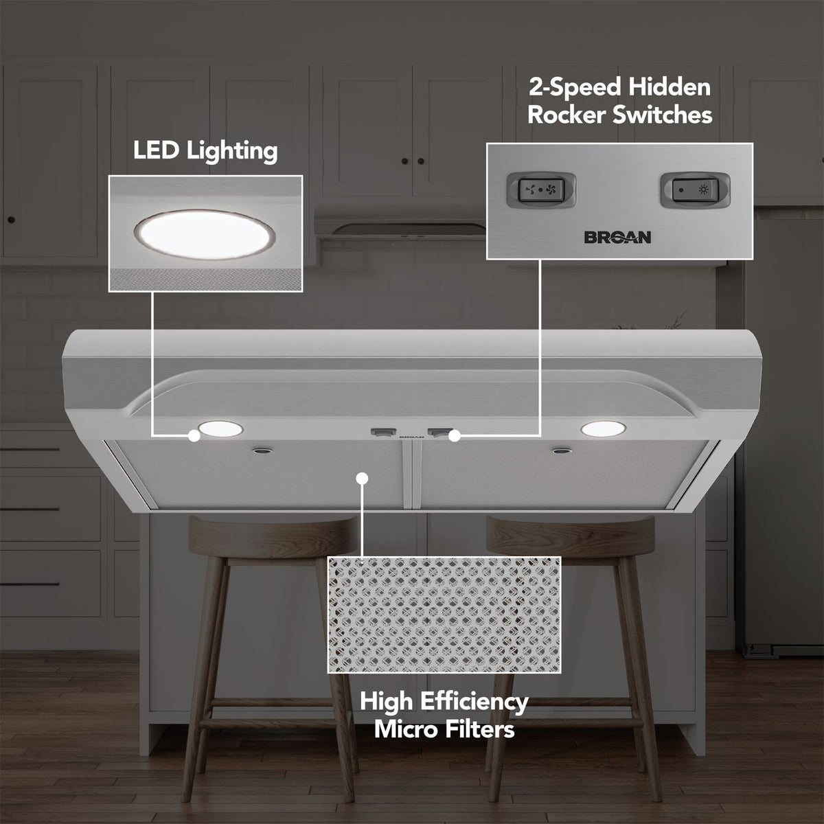 Broan-NuTone 30" Under Cabinet Range Hood, ENERGY STAR, 350 Max Blower(Open Box)