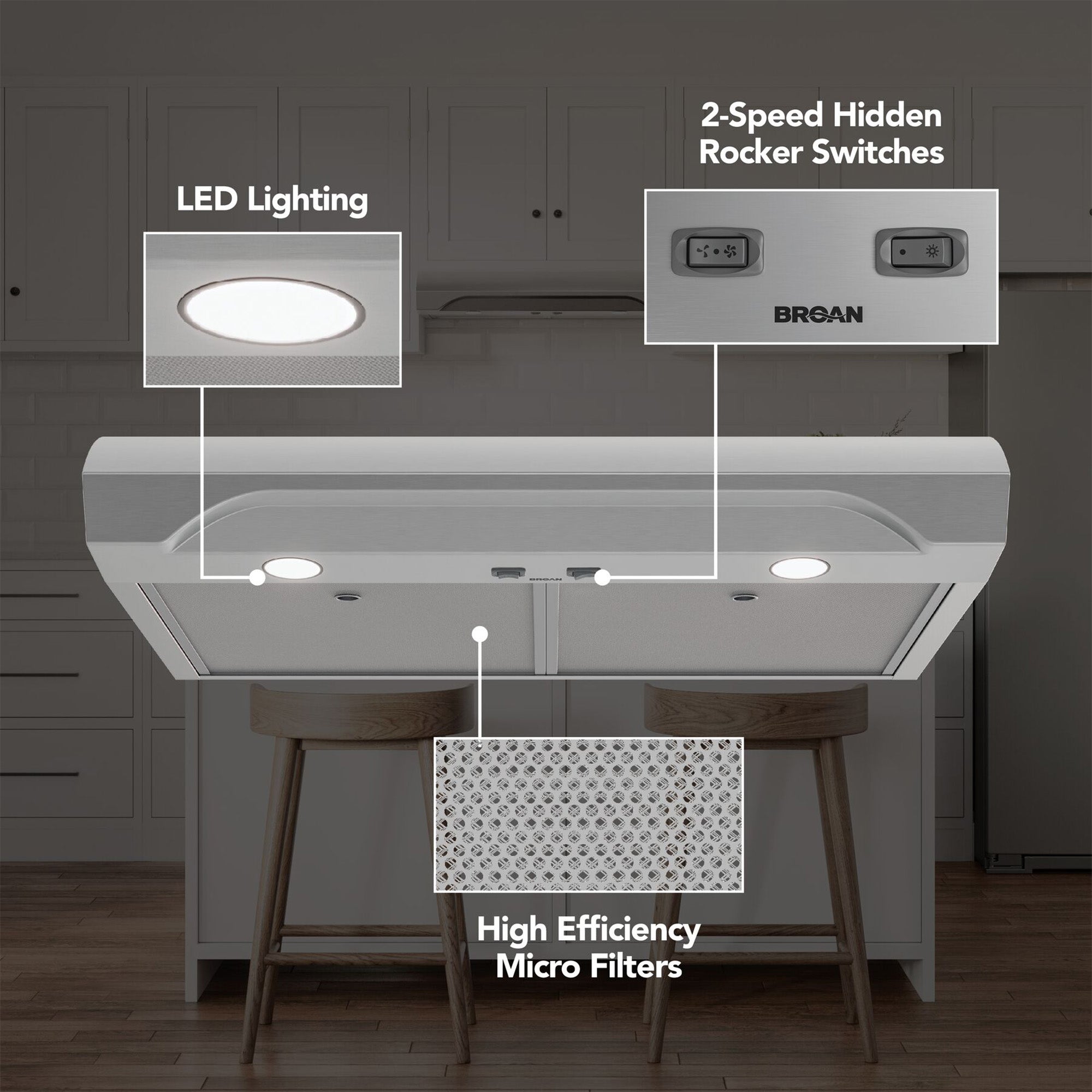 Broan-NuTone 30" Under Cabinet Range Hood, ENERGY STAR, 350 Max Blower(Open Box)