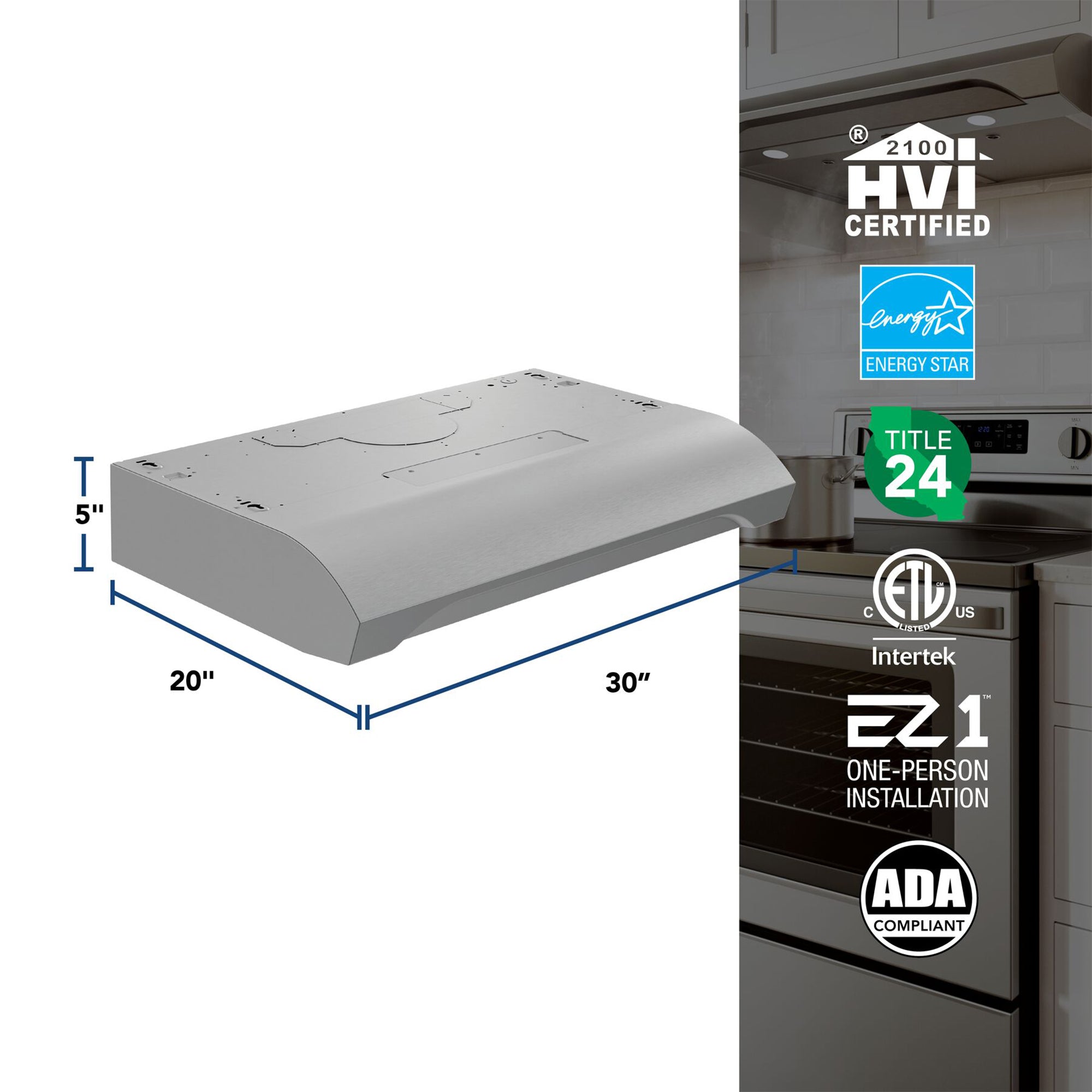 Broan-NuTone 30" Under Cabinet Range Hood, ENERGY STAR, 350 Max Blower(Open Box)