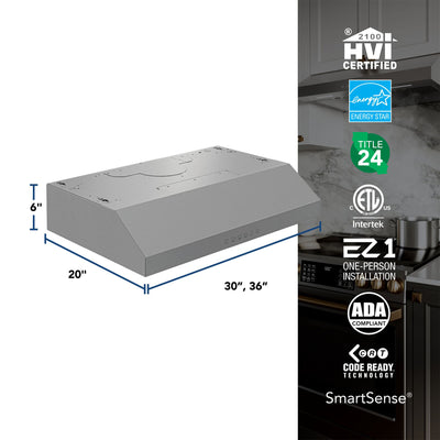 Broan-NuTone 36" Under Cabinet Range Hood, ENERGY STAR 490 Max Blower CFM, Steel - VMInnovations