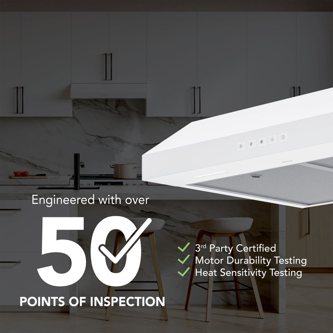 Broan-NuTone 30" Under Cabinet Rangehood, ENERGY STAR, 350 Max Blower CFM, White - VMInnovations