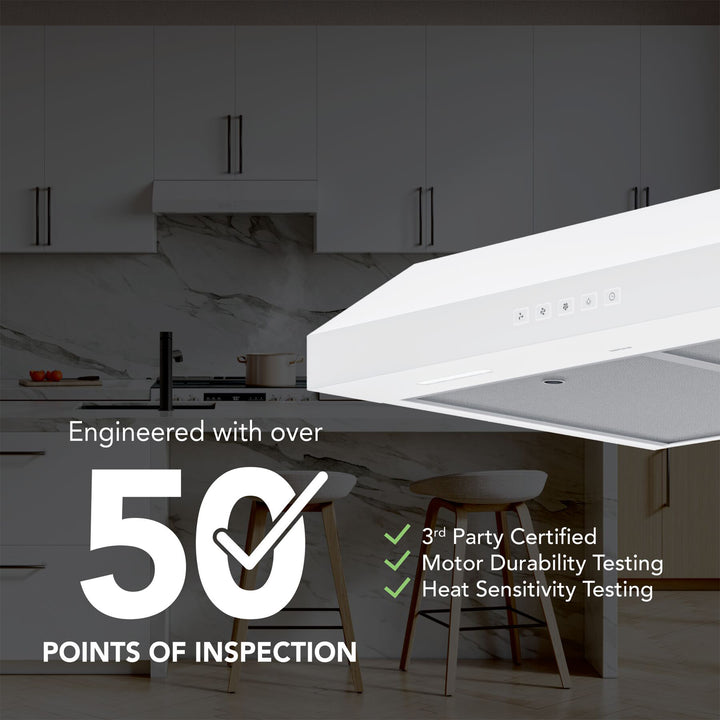 Broan-NuTone 30" Under Cabinet Rangehood, ENERGY STAR, 350 Max Blower CFM, White - VMInnovations
