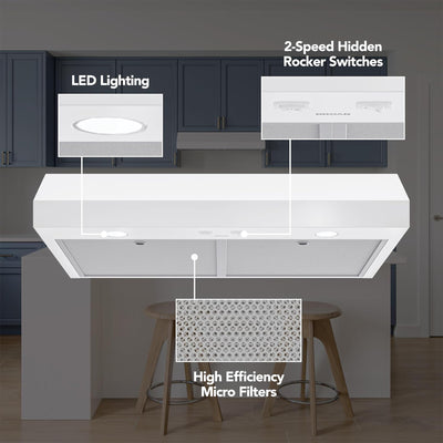 Broan-NuTone 24" Under Cabinet Range Hood, ENERGY STAR 350 Max Blower CFM, White - VMInnovations