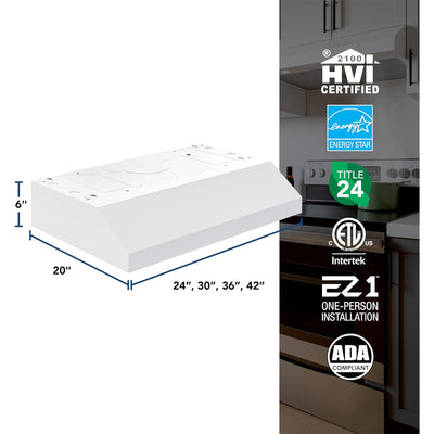 Broan-NuTone 24" Under Cabinet Range Hood, ENERGY STAR 350 Max Blower CFM, White - VMInnovations