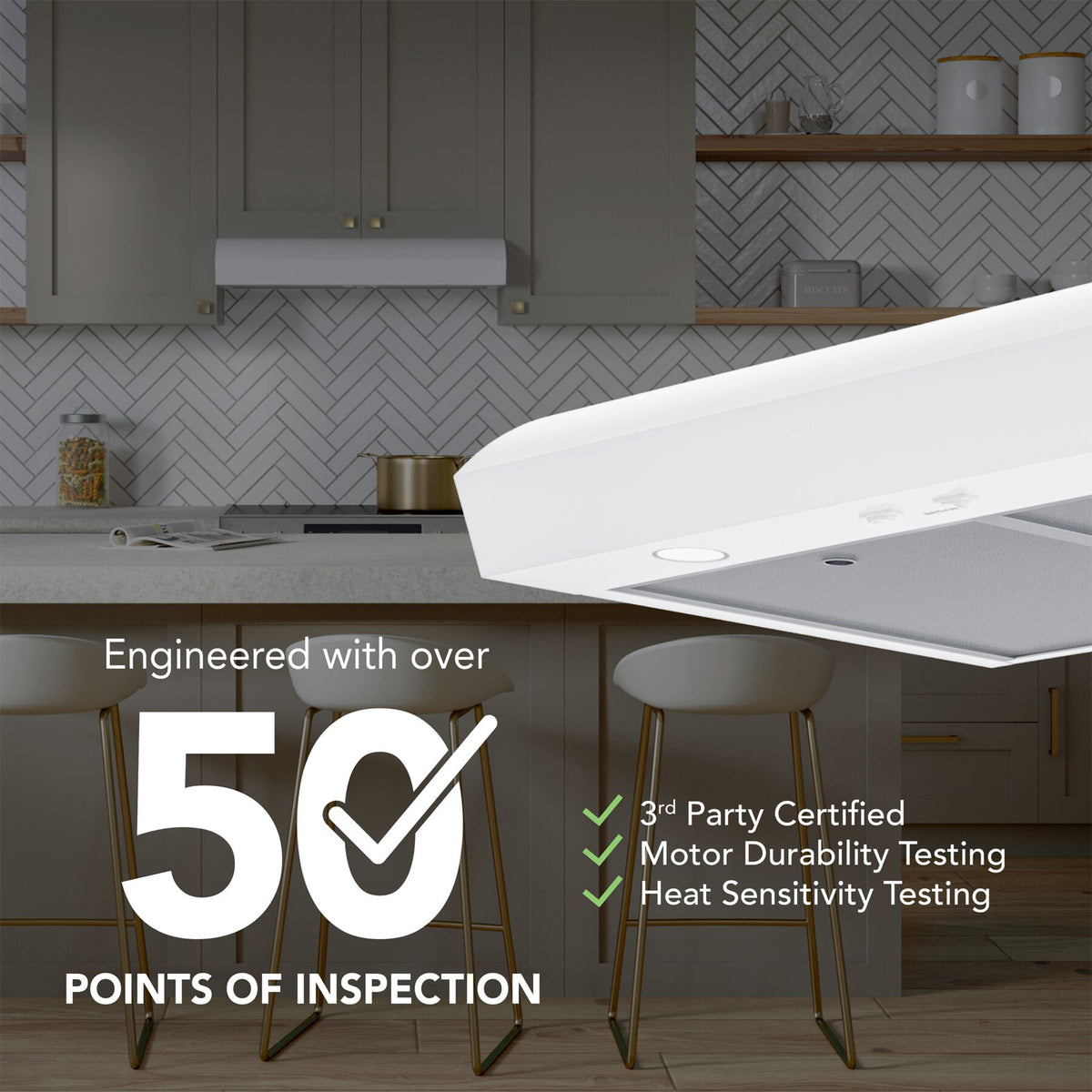 Broan-NuTone 30" Under Cabinet Rangehood, ENERGY STAR, 350 Max Blower CFM, White