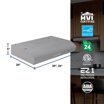 Broan-NuTone 36" Under Cabinet Range Hood, ENERGY STAR, 350 Max Blower CFM - VMInnovations